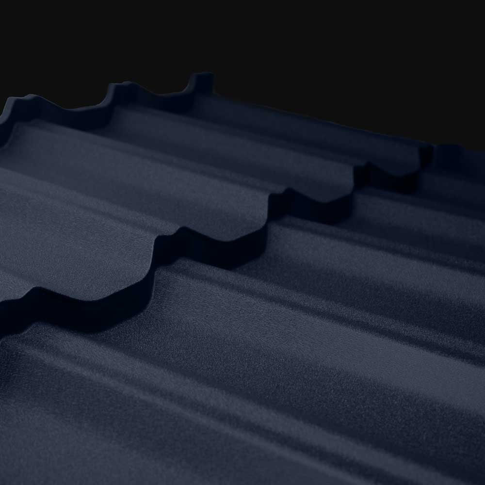 Tremblant metal roof panel - blue grey