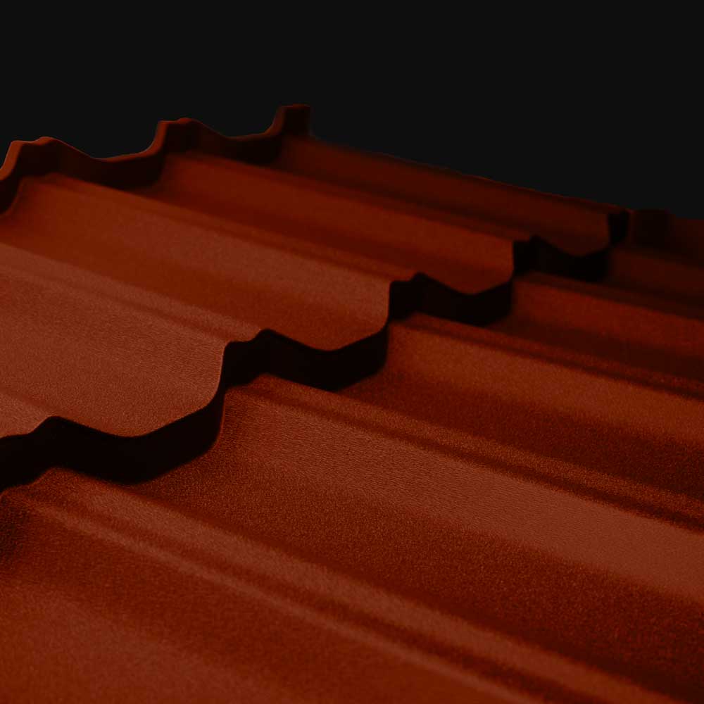 Tremblant metal roof panel - terra cotta