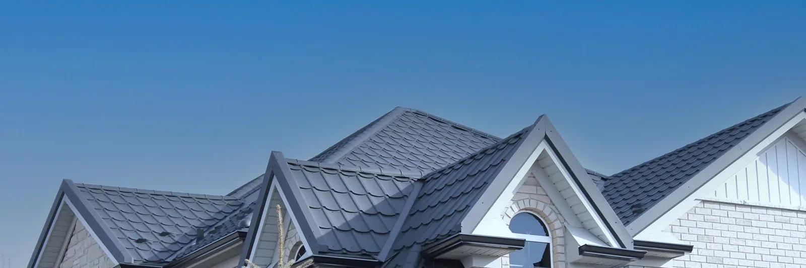 Close view of a metal roof surface