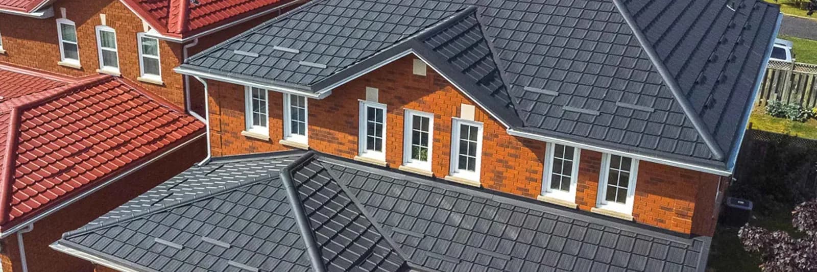 A finished metal roof profile in daylight