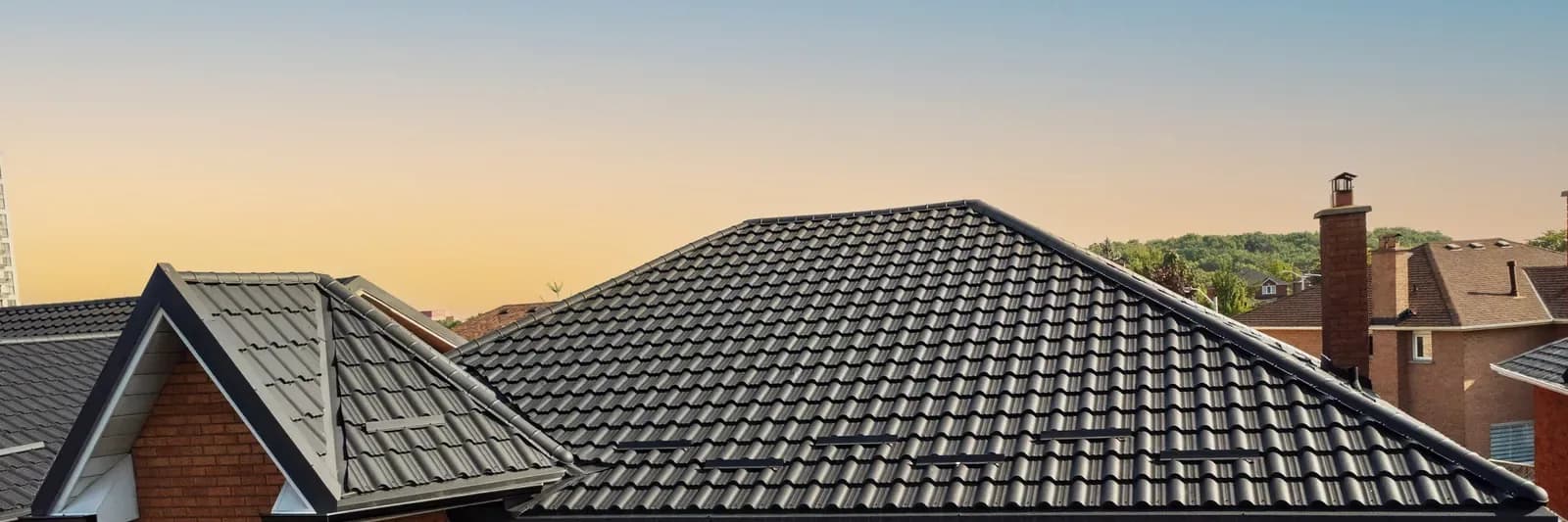 A metal roof with weathering visible