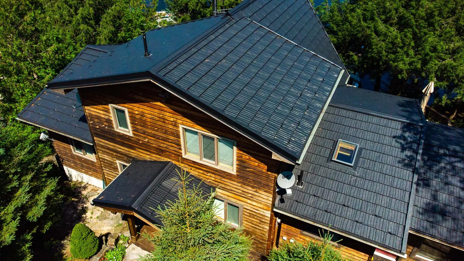 A completed Banff metal roof