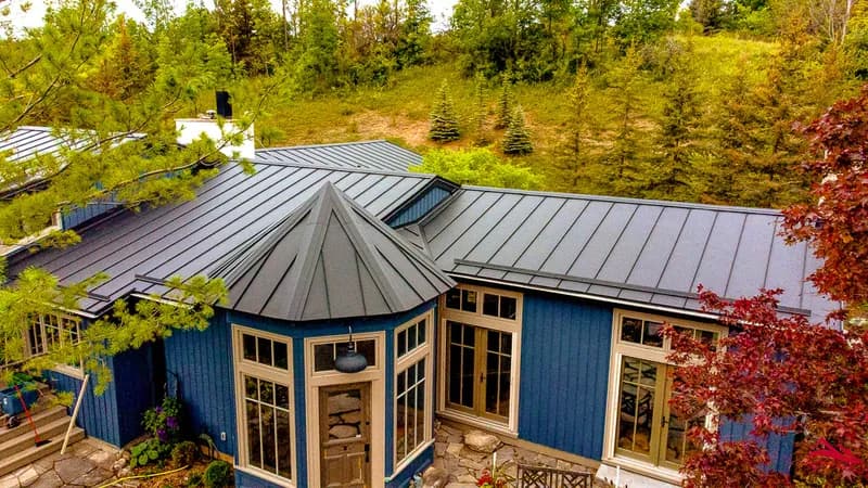 A completed Standing Seam metal roof