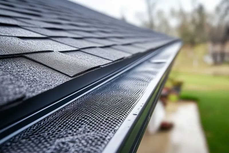Mesh gutter protection fitted along an eavestrough