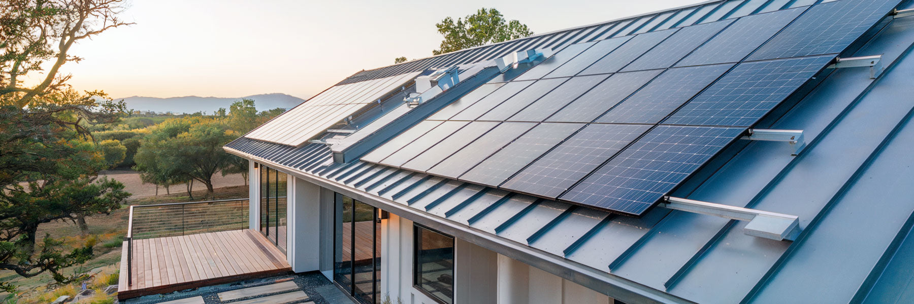 solar panels on a metal roof