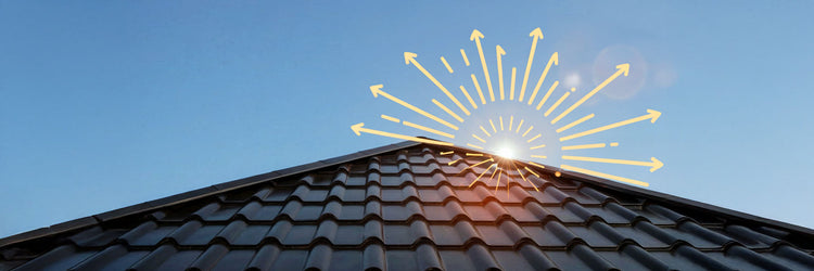 sun rays bouncing of metal roof