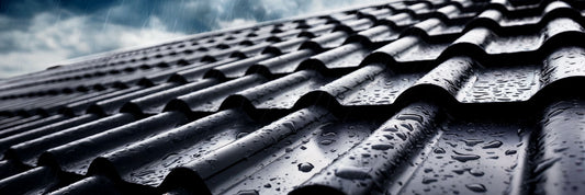 water droplets on a metal roof