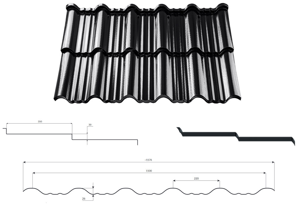 Enigma technical drawing showing the panel profile and dimensions in millimetres
